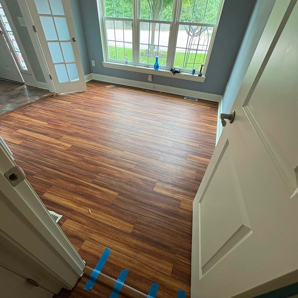 Luxury vinyl plank flooring installed in a Willoughby, Ohio office